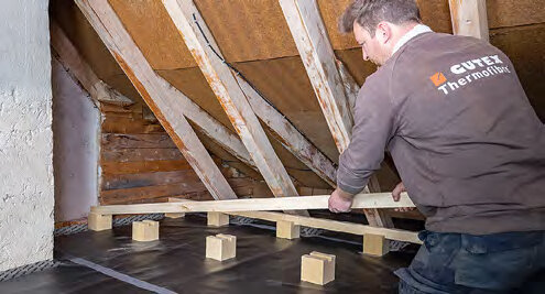 Isolerende basis met ingevoegde steunlatten 4 x 6 cm